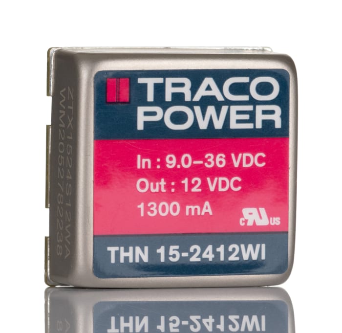 TRACOPOWER THN 15WI DC-DC Converter, 12V dc/ 1.3A Output, 9 → 36 V dc Input, 15W, Through Hole, +85°C Max Temp