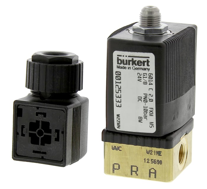 125333 Burkert Burkert Solenoid Valve 125333, 3 port(s) , NC, 24 V dc