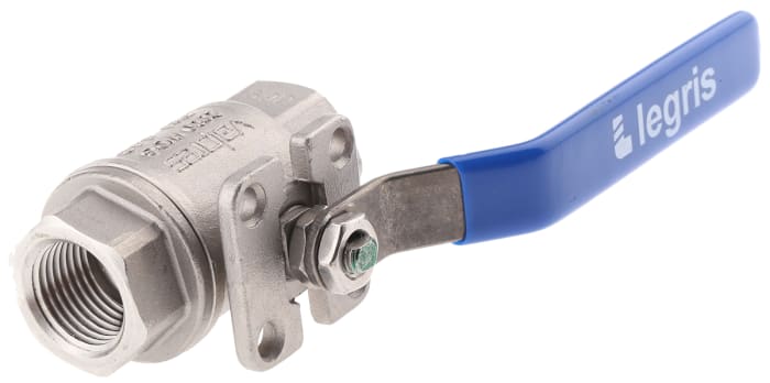 Robinet à boisseau sphérique Legris en Acier inoxydable, Poignée Bleu, 1/2pouce
