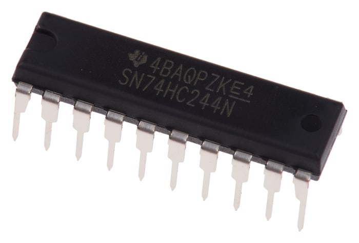 Texas Instruments SN74HC244N Octal-Channel Buffer & Line Driver, 3-State, 20-Pin PDIP