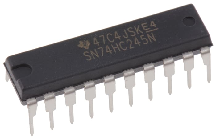 Texas Instruments SN74HC245N, 1 Bus Transceiver, 8-Bit Non-Inverting CMOS, 20-Pin PDIP