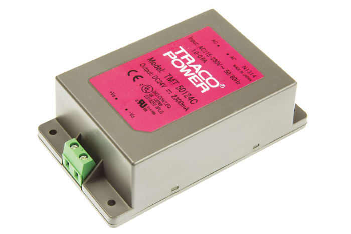 TRACOPOWER Switching Power Supply, TMT 50124C, 24V dc, 2.3A, 50W, 1 Output, 85 → 264 V ac, 85 → 370 V dc