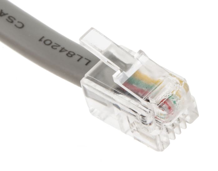 RS PRO RS PRO Female RJ9 to Male RJ9 Telephone Extension Cable, Grey Sheath, 3m 446658 RS