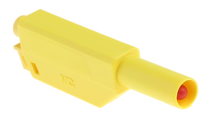 Staubli Yellow Male Banana Plug, 4 mm Connector, Solder Termination, 32A, 1000V, Gold Plating