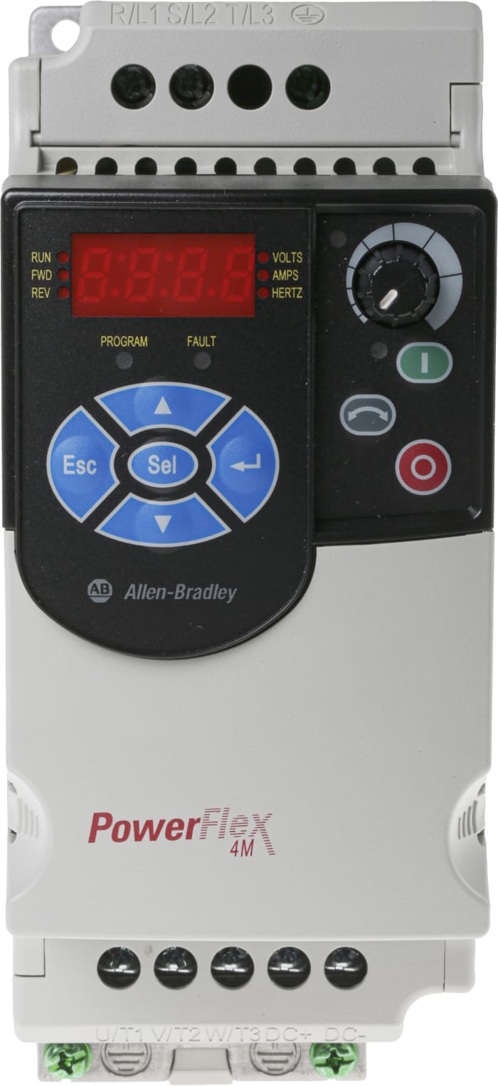 Allen Bradley Inverter Drive, 0.4 kW, 1 Phase, 230 V ac, 2.5 A, PowerFlex 4M Series