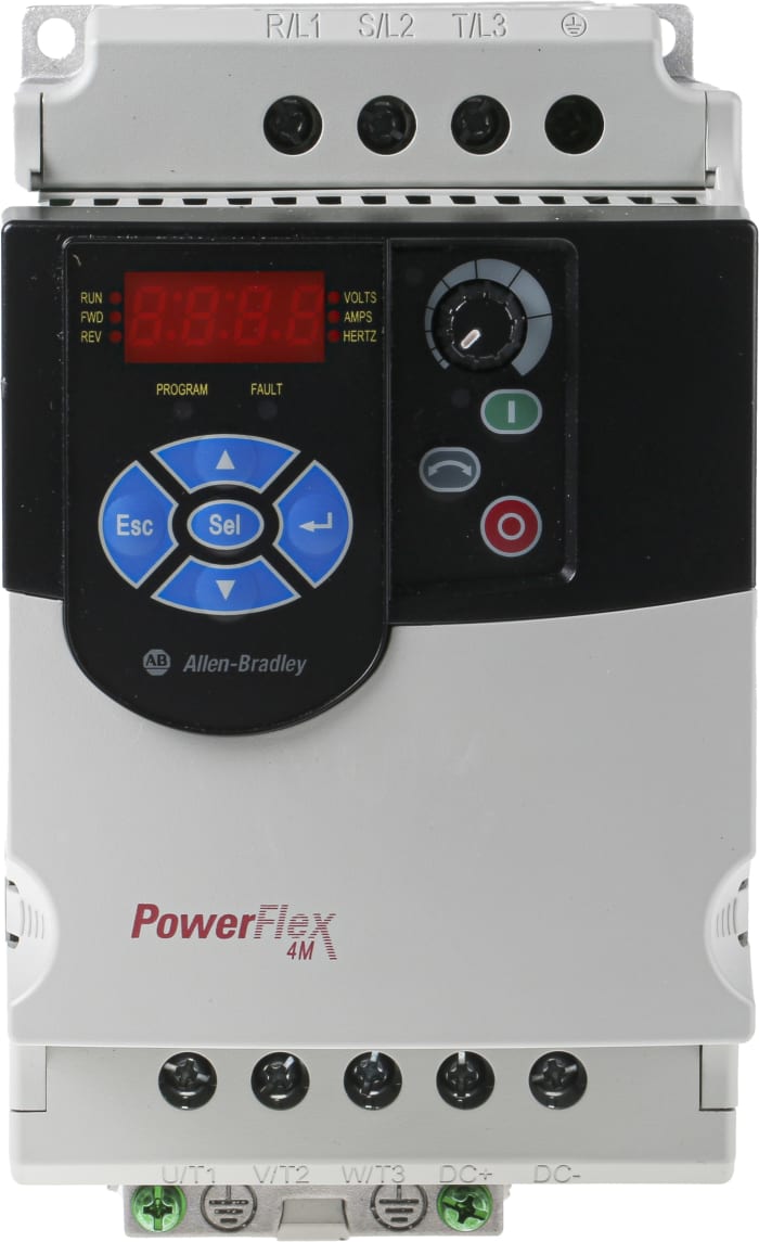 Allen Bradley Inverter Drive, 2.2 kW, 3 Phase, 480 V ac, 6 A, PowerFlex 4M Series
