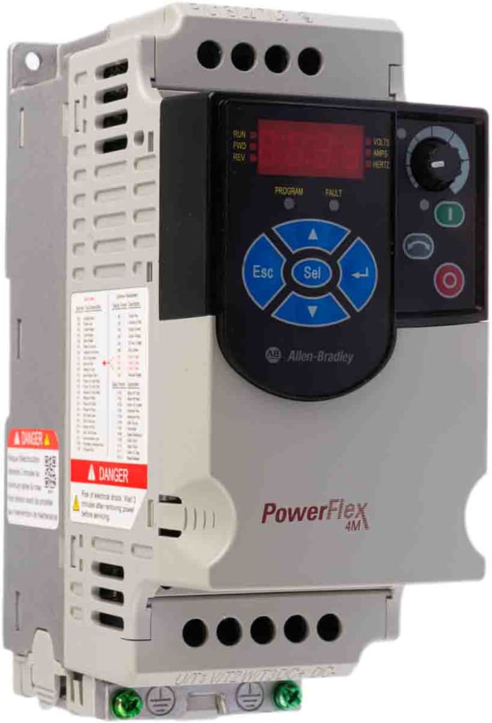 Allen Bradley Inverter Drive, 0.4 kW, 1 Phase, 240 V ac, 2.5 A, PowerFlex 4M Series