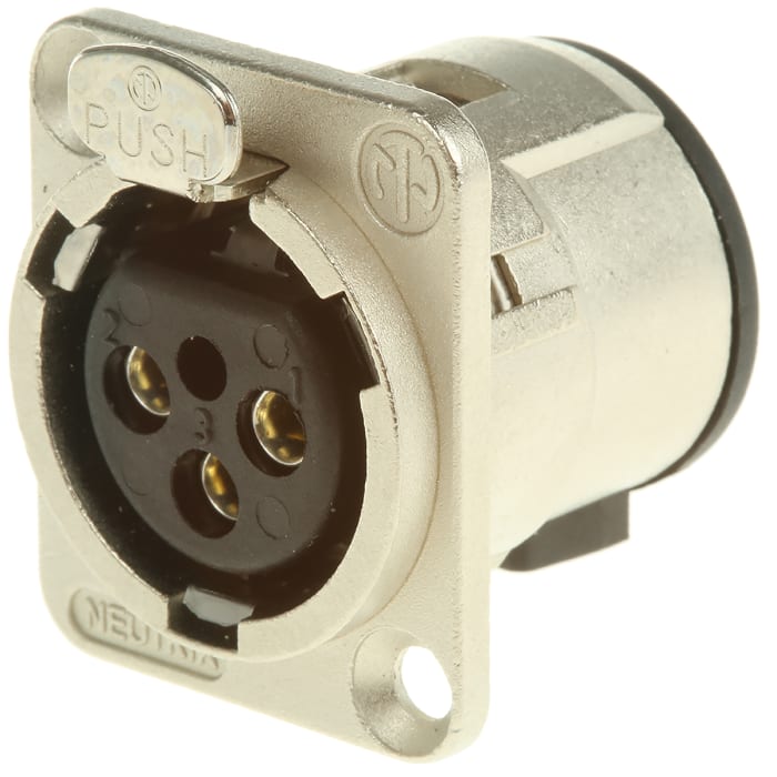 Neutrik Through Hole XLR Connector, Female, 50 V, 3 Way, Silver over Nickel Plating