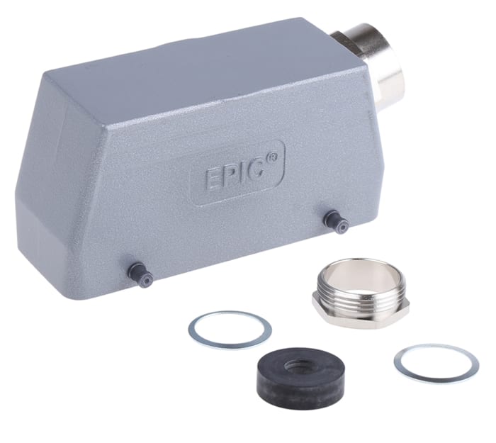 EPIC H-B Heavy Duty Power Connector Hood, 108 Contacts, PG21 Thread, Side Entry