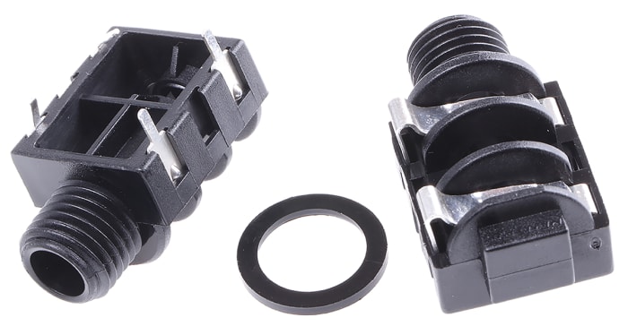 Konektor jack, Mono, počet pólů/pinů: 2, Montáž na plošný spoj, 6,35 mm barva Černá, Samice, 3A, Mono, materiál