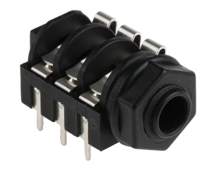 RS PRO Jack Connector 6.35 mm Through Hole Stereo Socket, 3Pole 3A