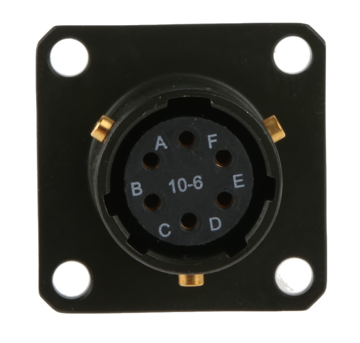 Connecteur cylindrique Femelle, 6 Contacts, Femelle, Amphenol Limited, A souder