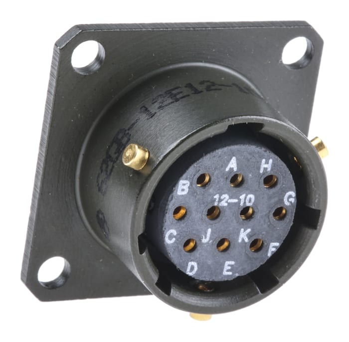 Conector circular MIL-DTL-26482 Amphenol Limited Hembra Recto serie 62GB de 10 vías hembra, tamaño 12, montaje en panel