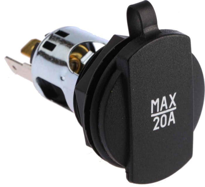 RS PRO Panel Mount 15A Cigarette Lighter Socket
