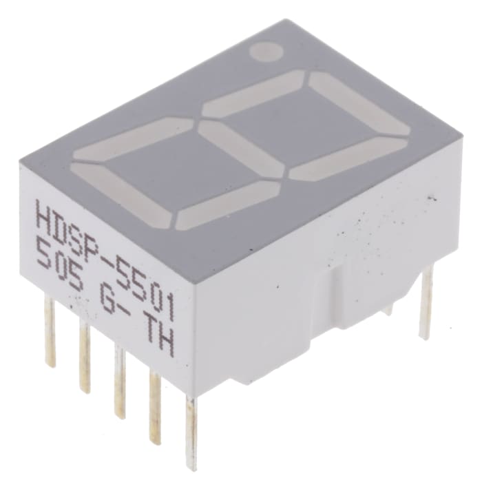 HDSP-5501-GH000 Broadcom 7-Segment LED Display, CA Red 3.7 mcd RH DP 14.2mm