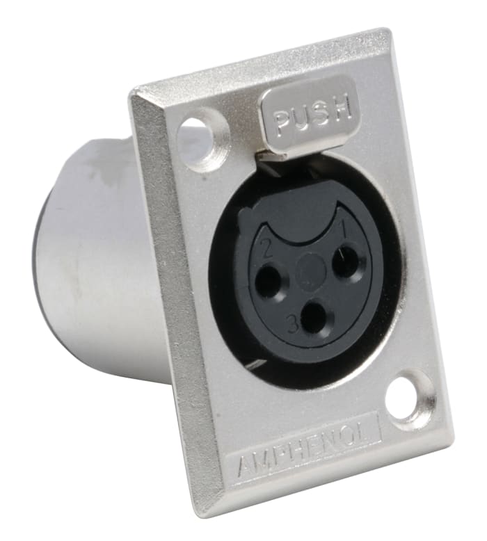 Amphenol Industrial-Connecteur XLR Femelle Droit Montage panneau, placage Etain