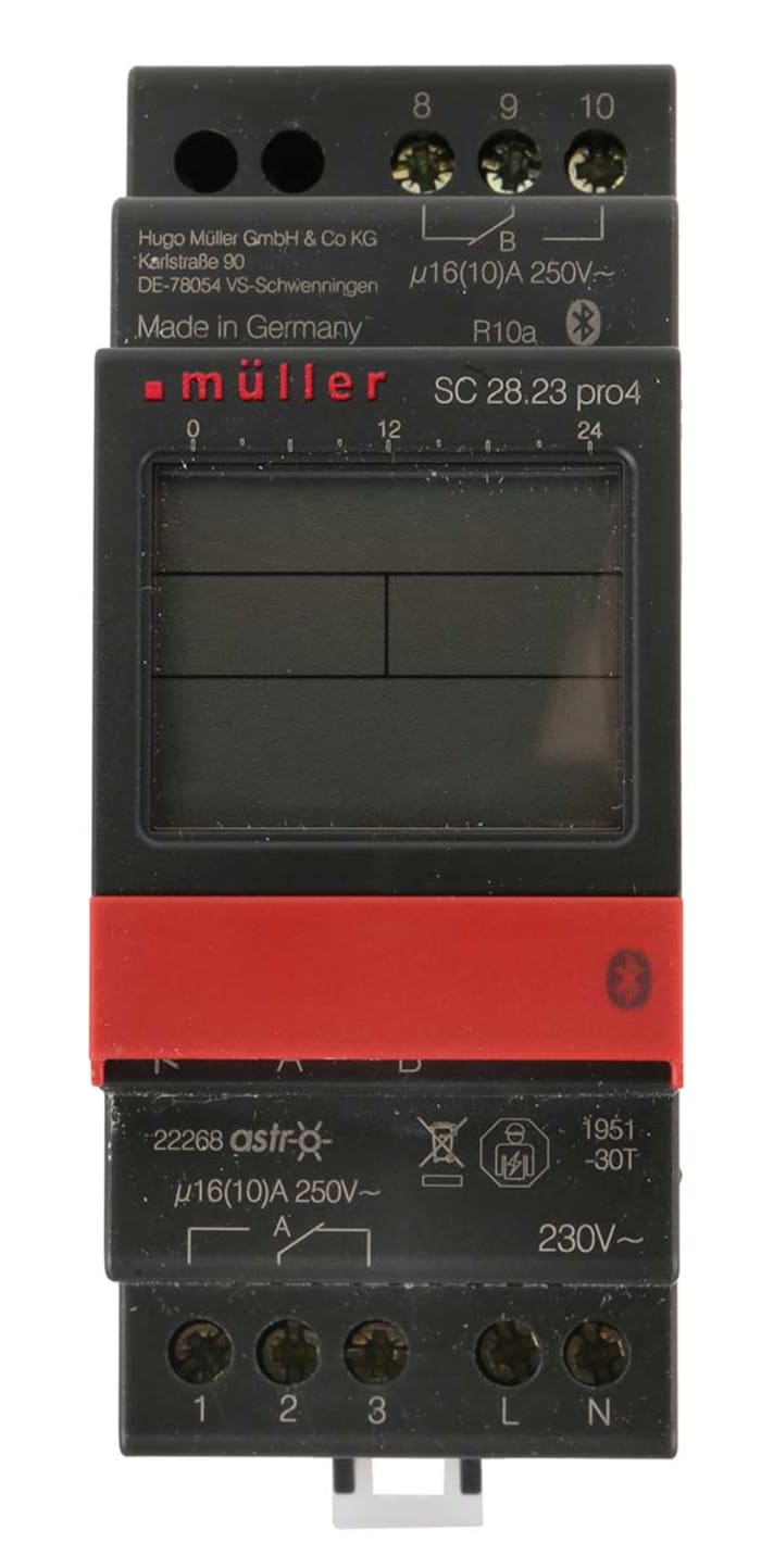Muller Digital DIN Rail Time Switch 230 V ac, 2-Channel