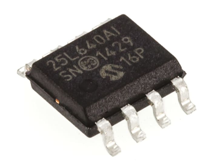 Microchip 25LC640A-I/SN, 64kbit Serial EEPROM Memory, 100ns 8-Pin SOIC Serial-SPI
