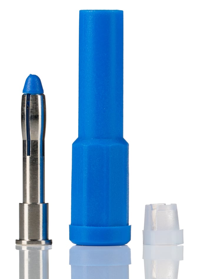 Blue shrouded unstackable plug,4mm