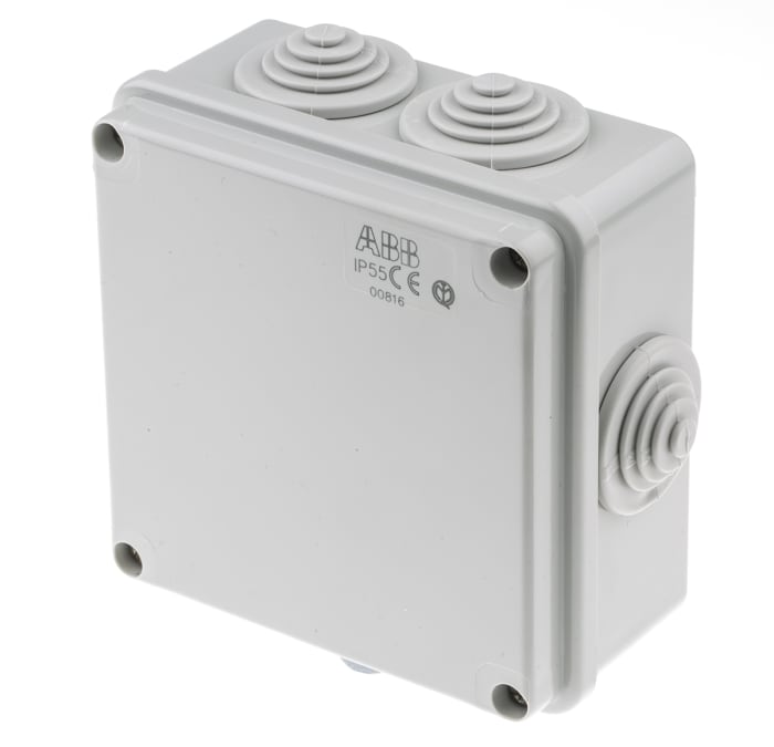 Caja de conexiones ABB 00816 M008160000, Termoplástico, Gris, 100mm, 100mm, 50mm, 100 x 100 x 50mm, IP55