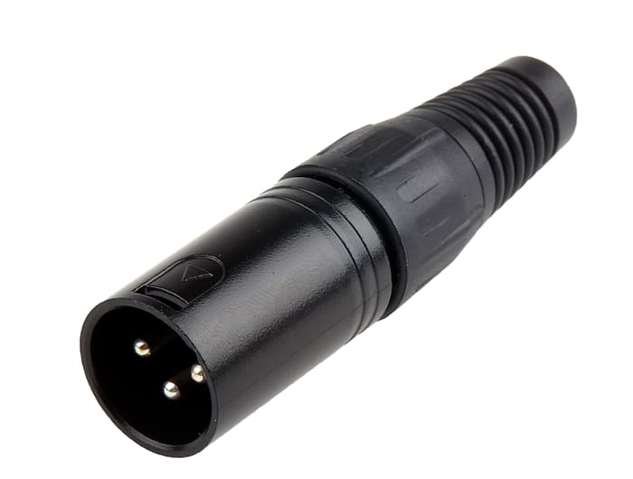 F0455122 01 <h5>Monoprice 3 Pin XLR Male Mic Connector, Black - Gold Plated Pins, Strain Relief Boot for Corrosion Free Connections</h5> <h4>موصل ذكر XLR ذو 3 سنون (أسود)</h4>