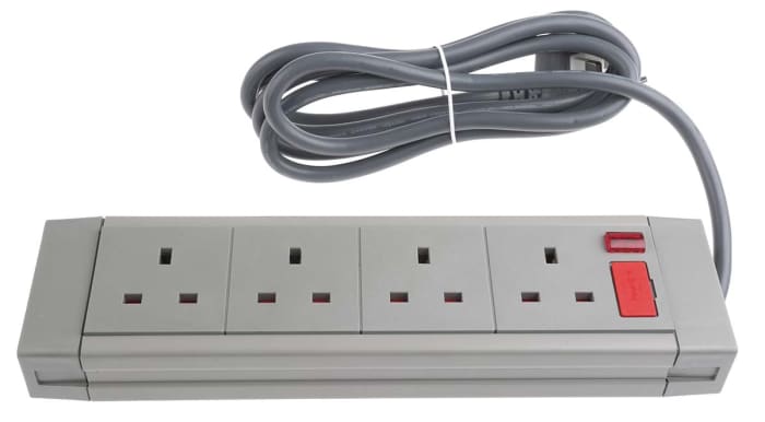 Bloc multiprise RS PRO 2m, 4 prise Type G - Britannique, 230 V c.a., 13A