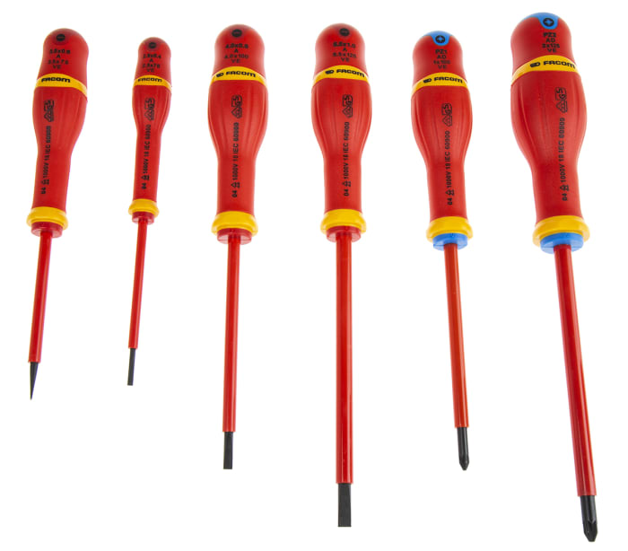 Facom Pozidriv Slotted Insulated Screwdriver Set 6 Piece