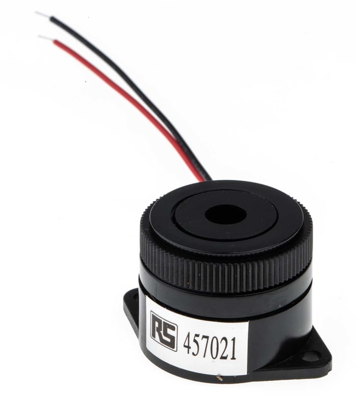 RS PRO 95dB Panel Mount Continuous Internal Piezo Buzzer, 29.5 (Dia.) x 24.5mm, 1.5V dc Min, 16V dc Max