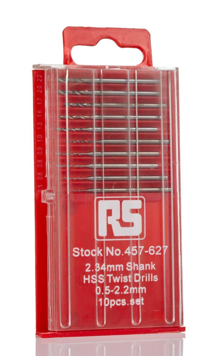 RS PRO RS PRO 10 Piece Twist Drill Bit Set for Multi Material 2.2mm Max 0.5mm Min HSS Bits 457 627 RS Components