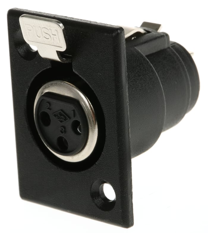 Conector XLR Hembra Recto de 3 pines RS PRO, contactos de Latón revestidos de Plata, Montaje en Panel
