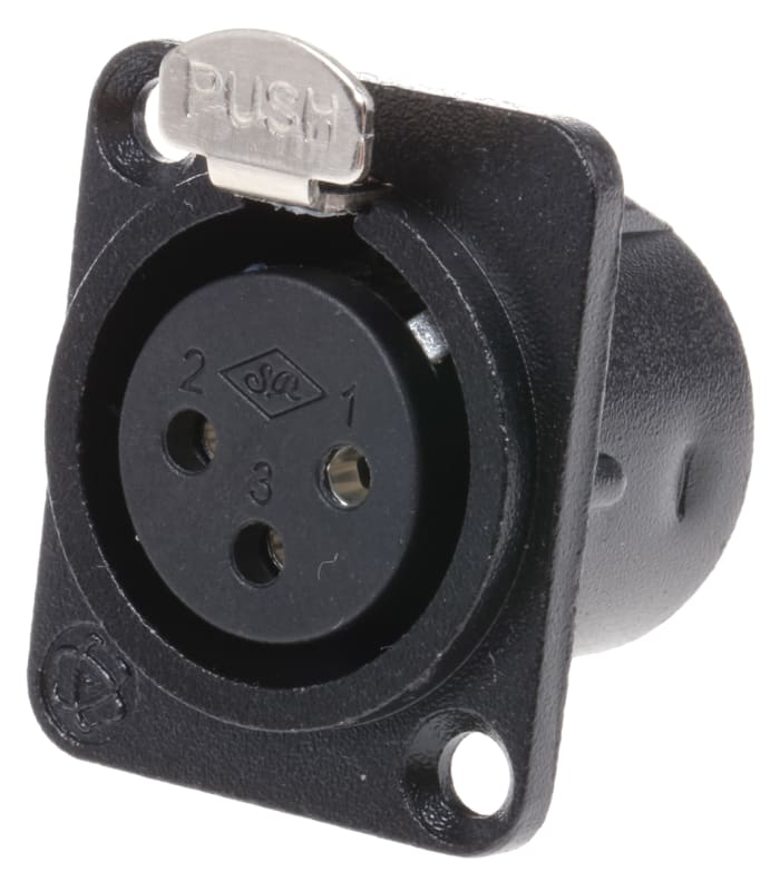 Conector XLR Hembra Recto de 3 pines RS PRO, Montaje en Panel