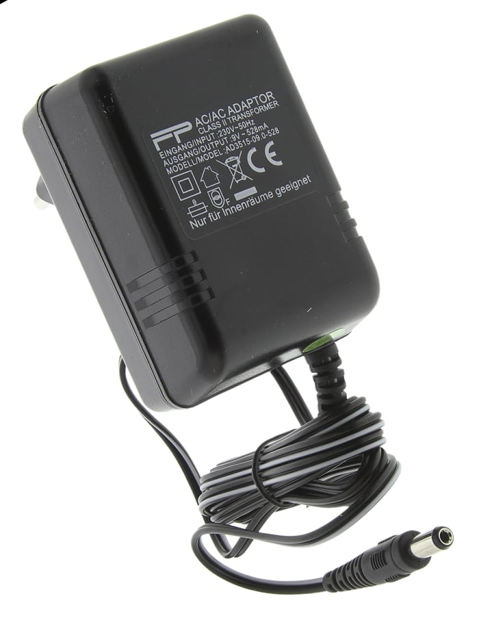 Zástrčkový napájecí zdroj, výstup: 9V ac, počet výstupů: 1 Lineární napájecí zdroj 528mA 5W, 2kolíková, typ C - EuroPlug
