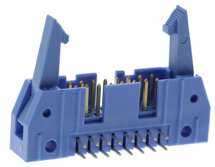 TE Connectivity AMP-LATCH, 2.54mm Pitch, 16 Way, 2 Row, Right Angle PCB Header, Through Hole