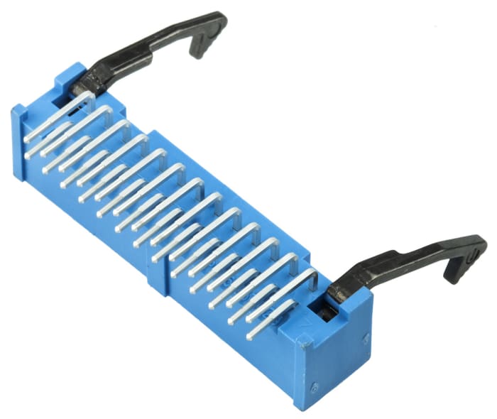 TE Connectivity AMP-LATCH Series Right Angle Through Hole PCB Header, 26 Contact(s), 2.54mm Pitch, 2 Row(s), Shrouded