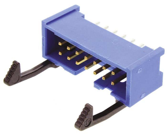 TE Connectivity AMP-LATCH Series Straight Through Hole PCB Header, 14 Contact(s), 2.54mm Pitch, 2 Row(s), Shrouded