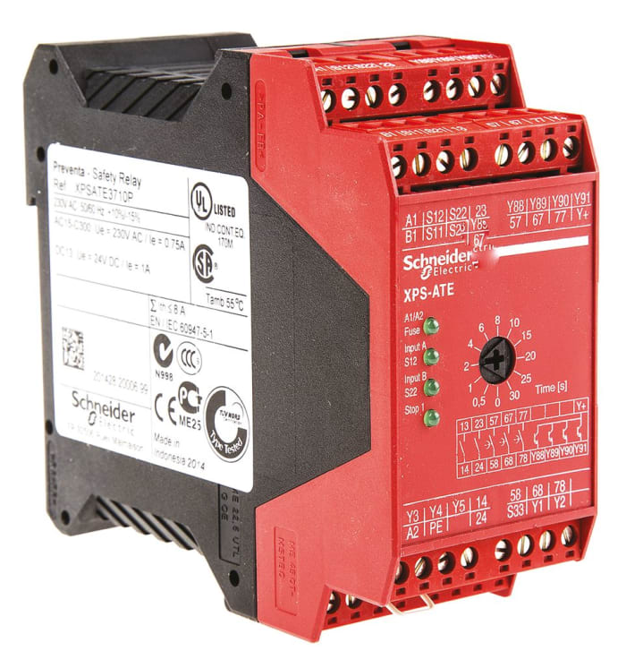 Schneider Electric Preventa XPS ATE Emniyet Rölesi, 2 Emniyet Kontağı, 4 Yardımcı Kontak, Çift Kanallı, 230 V ac