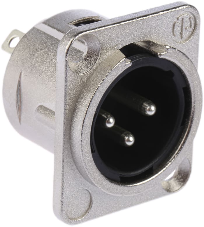 Neutrik-Connecteur XLR Mâle Droit 3 voies Montage panneau, placage Argent sur Nickel