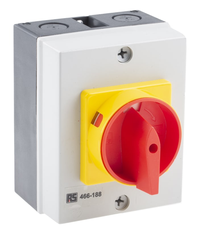 RS PRO 3P Pole DIN Rail Isolator Switch - 40A Maximum Current, 15kW Power Rating, IP65