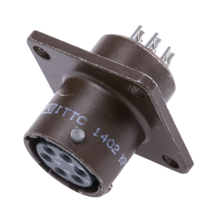 ITT Cannon, KPT, Copper Alloy 6 Way Box Mount MIL Spec Circular Connector Receptacle, Socket Contacts,Shell Size 10,