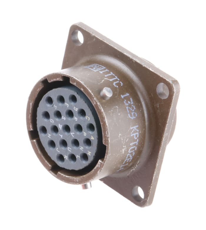 ITT Cannon, KPT, Copper Alloy 19 Way Box Mount MIL Spec Circular Connector Receptacle, Socket Contacts,Shell Size 14,