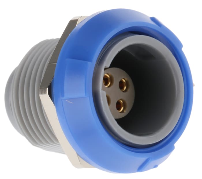 LEMO Circular Connector, 4 Contacts, Panel Mount, Socket, Female, IP50, Redel P Series