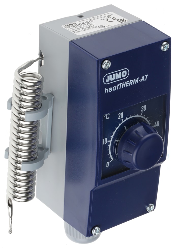Jumo Capillary Thermostat, +50°C Max, SPST, Automatic Reset, Surface Mount
