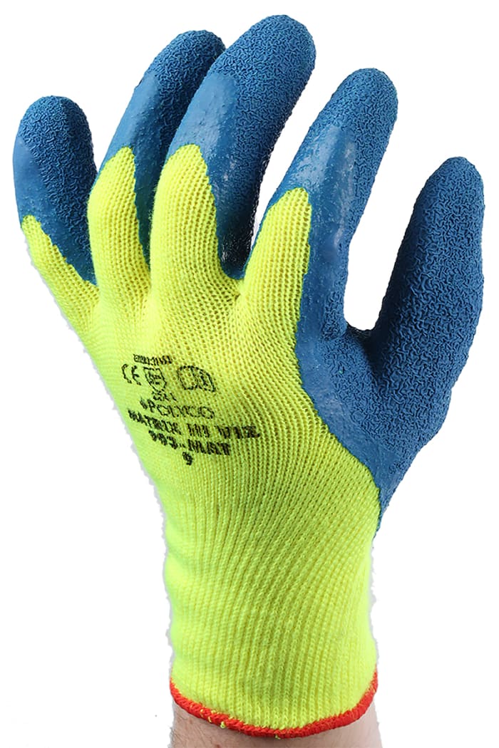 Polyco Healthline Matrix Yellow Latex Thermal Work Gloves, Size 9, Latex Coating