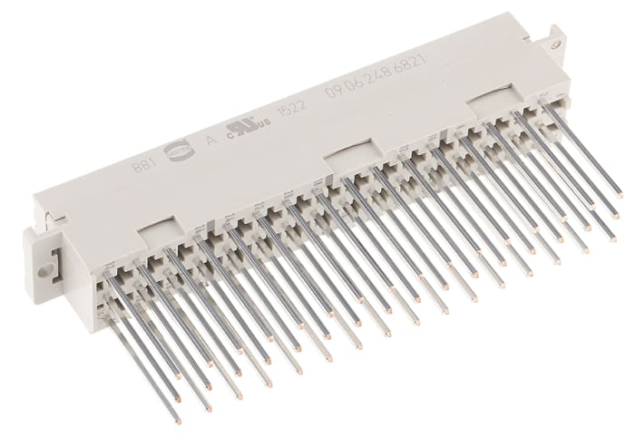 Connecteur DIN 41612 HARTING, 48 contacts Femelle, Droit sur 3 rangs, entraxe 5.08mm