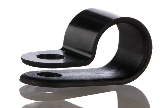 Clip en P, Polyamide Noir, Diamètre intérieur 8mm