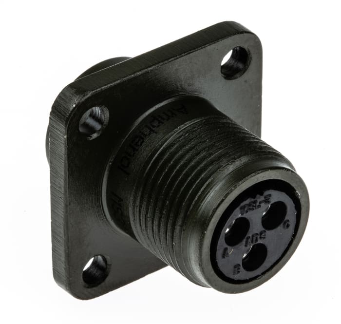Amphenol Industrial, MS3102A, Copper Alloy 3 Way Box Mount MIL Spec Circular Connector Receptacle, Socket