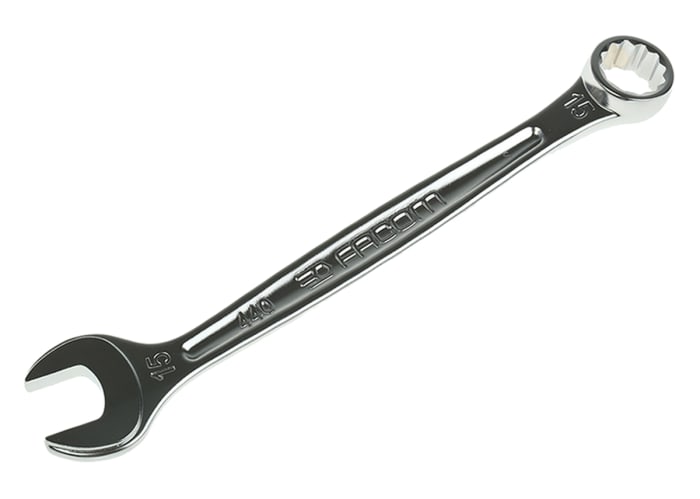 Facom Combination Spanner, 15mm, Metric, Double Ended, 185 mm Overall
