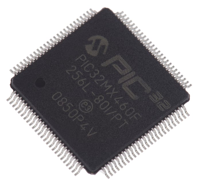 Microchip, 32bit PIC, PIC32MX Microcontroller, 80MHz, 12 kB, 256 kB Flash, 100-Pin TQFP