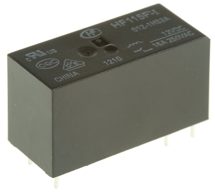 RS PRO PCB Mount Power Relay, 12V dc Coil, 16A Switching Current, SPST