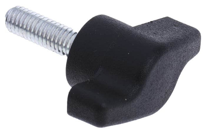 RS PRO Black Wing Clamping Knob, M6, Threaded Stud
